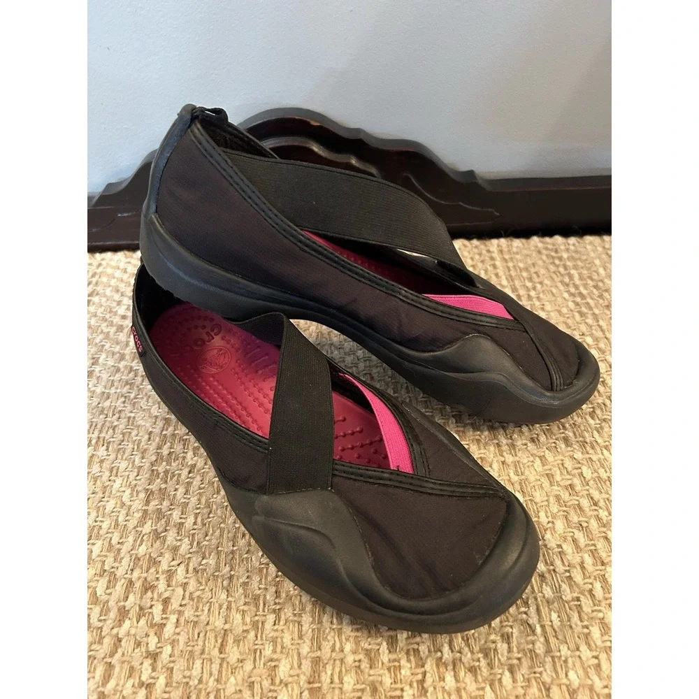 Crocs Molly Mary Jane Slip On Flat Shoes Size 9 Summer Beach Comfortable Pink